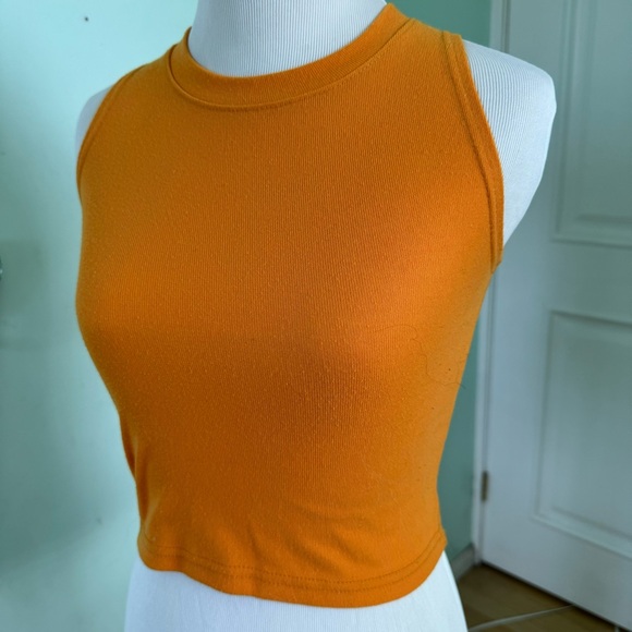 Orange Cropped Muscle Tank - Picture 2 of 2